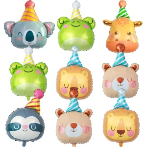 Cartoon Animal Head Helium Foil Balloons Bear Frog Giraffe Lion Tiger Aluminum Film Balloon Birthday Party Supplies Decorations