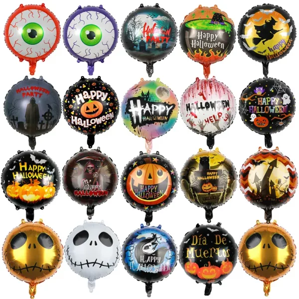 18inch Halloween Party Decoration Balloons Eyes Pumpkin Human Skeleton Aluminum Film Balloons Halloween Theme Helium Balloons