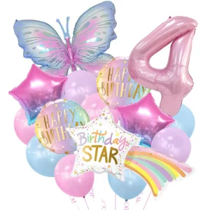 Butterfly Balloons 32inch Number Balloon Set Happy Birthday Butterfly Foil Balloon Baby Shower Party Decors Helium Globo