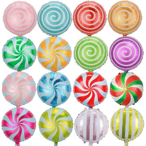 18inch Sweet Candy Balloons Round Lollipop Foil Helium Balloon Wedding Christmas New Year Party Decor Balloon Halloween Globos