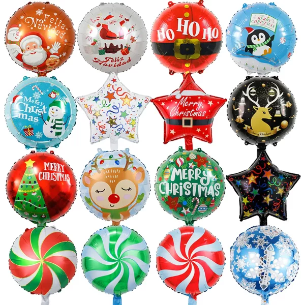 18inch Merry Christmas Foil Helium Balloons Feliz Navidad Xmas Tree Ornament Snowman Santa Claus Christmas Party Decorations