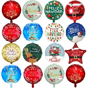 18inch Spanish Feliz Navidad Balloons Xmas Tree Merry Christmas Foil Helium Balloons Santa Claus Christmas Party Decoration