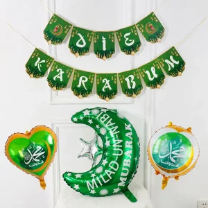 Eid Mubarak Decorations Banner Ramadan Kareem Moon Star Foil Balloons Muslim Islam Decorations Supplies Lantern Balloon