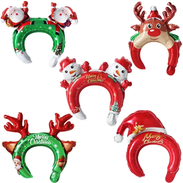 Christmas Foil Balloon Headband Christmas Party Atmosphere Decoration Aluminum Film Headband Balloon