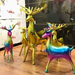 Christmas Standing Elk 4d Foil Balloons Merry Christmas Decorations Navidad Xmas Party New Year Sleigh Deer Animal Balloons