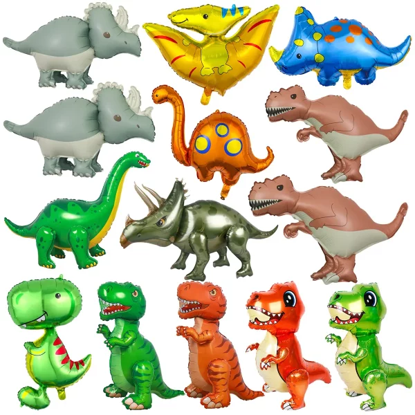 Cute Cartoon Dinosaur Themed Aluminum Foil Balloons Tyrannosaurus Balloon Birthday Party Decoration Jungle Party Supplies Gift