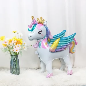 Large Standing Cartoon Unicorn Foil Balloons Happy Birthday Wedding Unicorn Balloon Party Decoration Supplies Toy