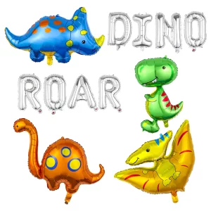 Dinosaur Roar Dino Letters Foil Balloons Assembly Toy Helium Balloon Jurassic World Theme Forest Birthday Party Balloon Toys