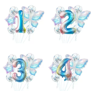 Colorful Butterfly Aluminum Film Balloon Set Gradient Digital Birthday Wedding Party Decoration Arrangement Photo Props Balloons