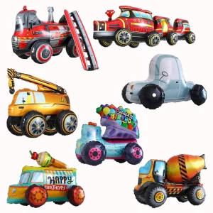 New Car Cartoon Foil Balloons Steam Train Ice Cream Car Shape Balloon Birthday Party Decoration Assemble Car Balloon Toys