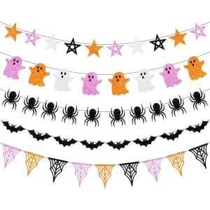 Happy Halloween Party Decoration Banner Ghost Festival Atmosphere Decoration Supplies Ghost Spider Flower Bat Banner Toys